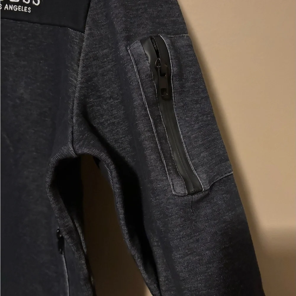 GUESS Men's Charcoal and Black Hoodie Jacket